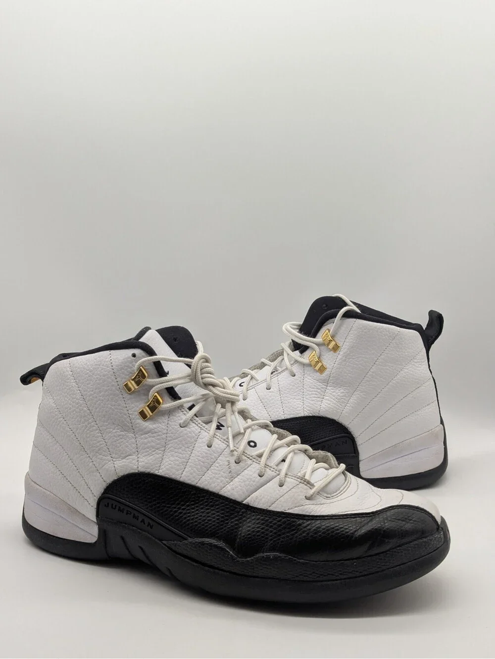 Mens Size 14 Nike Air Jordan Retro XII 12 Taxi White Black Sneakers 130690-125
